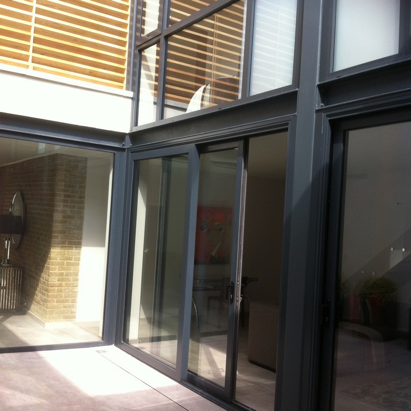 Anthracite aluminium sliding patio doors fitted in West Drayton